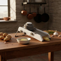 Multifunction Stainless Steel Mandoline Cutter Adjustable Vegetable Cutter with Safety Pusher Foldable Manual Vegetable Cutter Compact for Home Cooks, Meal Prep, Kitchen Countertop