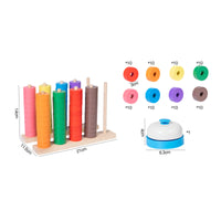 Stacking Toy with Bell Colorful Sorting and Stacking Toy Peg Board Game Natural Early Learning for Toddlers, Classroom, Playroom