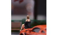Cross-Legged Woman Figurine 1/64 Scale Seated Woman Figurine Refined Facial Details Female Resin Sculpture