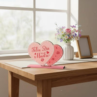 High-Quality Wood Mother's Day Wooden Ornament Heartwarming Designs Mother's Day Table Decoration Layered Design Mom Appreciation Table Plaque Easy Assembly for Mothers, Grandmas, Wives, Shelf Decor