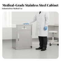 Stainless Steel Medical Cabinet Anti-Rust Pharmacy Medicine Cabinet Easy to Stainless Steel for Lab Technicians, Lab, Office, School
