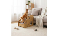 Wooden Pet Stairs Stable Canine Steps for Bed Anti-Slip Surface Cat Climbing Steps for Elderly Pets, Sofa