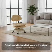 Cushi Single D Caster Stool with Backrest 360-Degree Swivel for Living Room