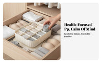 3 Pieces Underwear Compartment Box Stackable Drawer Organizer Foldable Design