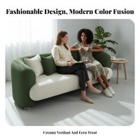 Soft Texture Curved Boucle Settee space-saving Size Modern Curved Sofa luxurious Comfort Loveseat Minimalist aesthetic for Small Space Owners, Apartment Dwellers, Reception Area, salon, Living Room, Office