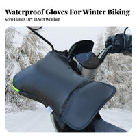 2 Pieces Thick Fleece Lined Motorcycle Handlebar Muffs Universal Fit Winter Scooter Hand Warmers PU Leather for Delivery Cyclist S