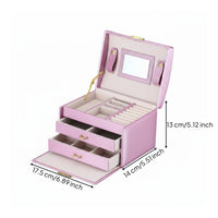 Soft Velvet Interior Jewelry Storage Box with Drawers Lockable 3 Layer Jewelry Box Built-in Mirror Waterproof for Women, Girls, Bedroom, Travel