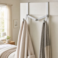 2 Pieces Foldable over-the-Door Hooks Space-Saving over the Door Hanger Slim Versatile for Bathroom, Entryway
