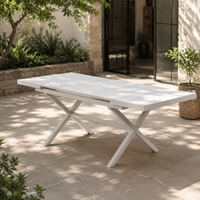 Outdoor Table Extendable Dining Table, Aluminum, for Camping, Garden, Balcony