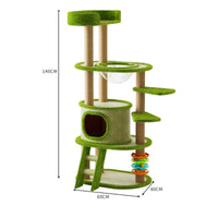 Sisal-Wrapped Multi-Level Feline Tree Carpeted Feline Climbing Structure Clear Scratching Post Structure Rotating Toy