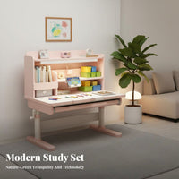 Adjustable Kids Desk and Chair Set Solid Wood Construction Kids Desk and Chair Set Height Adjustable Study Area for Teens, Playroom