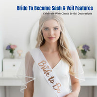 Bridal Tiara, Shimmering Soft Veil & Sash Set, Princess Theme, Party Accessory
