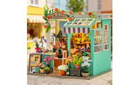 DIY Flower Shop Model Kit Detailed Interior Wooden Miniature Dollhouse Kit Intricate Details DIY Miniature Flower Shop for Hobbyists, Home Decor