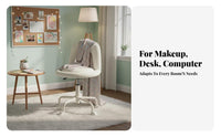 Cream Design Cushy Vanity Chair Ergonomic Backrest Cushy U-Back Chair 360° Swivel Desk Seat Space Saving for Students, Young Adults, Home Workers, Bedroom, Dorm Room, Makeup Station