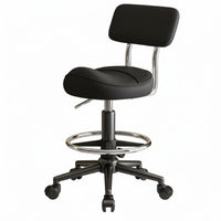 Back Support Adjustable Saddle Stool with Backrest 360-Degree Swivel Ergonomic Saddle Stool Rolling Wheels Task Chair Waterproof for Hairstylists, Technicians, Kitchen, Barbershop, Medical Office, Studio