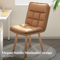 360-Degree Swivel Wooden Rolling Chair Padded Seat Office Furniture Curved Backrest Ergonomic Design for Students, Makeup Users, Home Workers, Study Room, Bedroom, Vanity