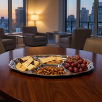 Divided Serving Plate Contoured Stainless Steel Serving Tray Rust Resistant Platter Dishware