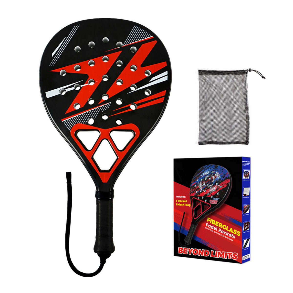High Rebound Lightweight Training Padel Paddle Aerodynamic Hole Design EVA Integrated Core Beach Tennis Racket Large Optimal Hitting Zone for Beginners, Outdoor