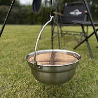 Portable Stainless Steel Camping Pot Hanging Design Suspended Camp Pot Easy to Clean Stainless Steel Camp Kettle for Campers, Barbecue