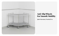 Rust-Resistant Fan-Shaped Medical Cart Easy to Clean Curved Oral Utility Cart Heavy Duty 2-Tier Trolley Braking Wheels for Dentists, Surgeons, Doctors, Operating Room, Medical Facility, Laboratory