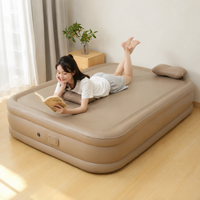 Air Bed, Built-In Electric Pump, Guest Bed, For Visitors, Camping, Car Camping, Beige, PVC, With Pillow