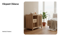Hardwood Wood Construction Electric Tea Brewing Cabinet Minimalist aesthetic Storage Furniture Space-Saving Design Integrated Water Boiler for Homeowners, Office Workers, Living Room, Reception Area