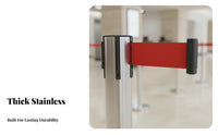 Retractable Belt Stanchion Heavy-Duty Base Retractable Belt Barrier Sturdy Construction Stainless Steel Queue Pole for Airports, Hotels, Retail Stores