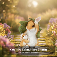 Tan and White Garden Bunny Sculpture Gift Idea Decor Piece Resin Bunny Statue Garden Rabbit Ornament