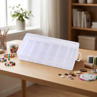 Transparent storage box with lid, PP sorting box for small parts, 6 compartments, 200x102x30mm, perfect for electronics & screws