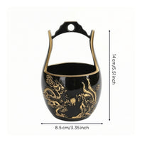 Brass Bucket with Handle Embossed Dragon and Fabled Avian Bucket Polished Ornament for Newlyweds, Collectors, Wedding