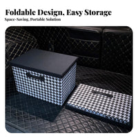 With Lid Lidded Houndstooth container Large Capacity Houndstooth Pattern Box foldable Storage Container Foldable for vehicles Owners, householders, Dormitory, Closet, Bedroom, Living Room