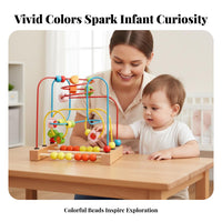 Wooden Bead Maze Toy Educational Wooden Bead Maze Develops Fine Motor Skills Young Child Learning Toy for Infants, Preschoolers, Nursery, Daycare