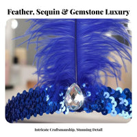 Dramatic Plumage Feather Hairband Rhinestone Accent Feather Headband Hair Accessory for Adults, Women, Dance Performance, Parties, Festivals