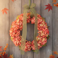 Silk Flower Wreath with Ribbon Verdant Faux Blossom Wreath Long Door Hanging for Entryway