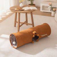 Foldable Cat Tunnel with Fuzzy Trim Indoor Collapsible Cat Tunnel Soft Pet Toy Cozy for Cats, Kittens, Apartments