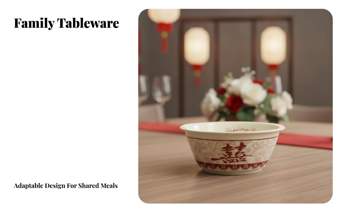 Wedding Red Ceramic Dinnerware Set, Chinese Style Bowls & Plates, Festive Gift