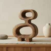 Nordic Design Desktop Wooden Ornament Luxury Look Abstract Wooden Sculpture Natural Wood Modern Table Sculpture Handmade for Desk, Office, Living Room