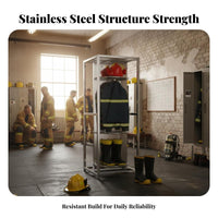 Firefighter Gear Rack Stainless Steel Construction Fire Station Uniform Rack 360° Rotation Rotating Turnout Gear Stand for Firefighters
