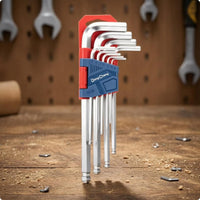 9 Pieces Plastic Holder Folding Hex Key Set Hanging Tab Folding Allen Wrench Set Metal Hardware Tool