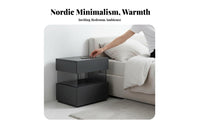Minimalist Design Suspended-Top Bedside Cabinet Floating Illusion Design Nightstand Space-Saving Bedroom Furniture Ample Storage for Apartment Dwellers, Homeowners, Students, Small Areas, Dorm Room, Office