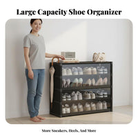 Large Capacity Dustproof Shoe Cabinet Space Saving Entryway Shoe Storage Easy Assembly Storage Cabinet with Transparent Doors Removable Shelves for Sneaker Collectors, Families, Students, Hallway, Closet, Bedroom, Garage