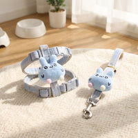 Cat Harness and Leash Set with Cartoon Design, Adjustable Soft Nylon Vest Harness for Small Cats, Outdoor Walking Gear in Various Colors