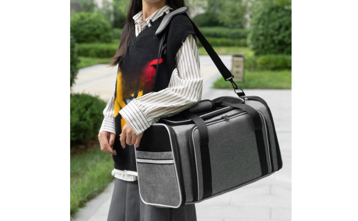 Pet Carrier Bag with Mesh Panels Lightweight Expandable Pet Carrier Padded for Veterinarian Visits