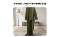 Abaya with Attached Hijab Embroidered Heart Embellishment Single-Piece Prayer Dress Abaya with Hijab Crinkle Material Long