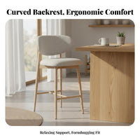 Wabi-Sabi aesthetic Four-Legged Counter Stool Vintage Look Upholstered Kitchen Island Stool Designer Inspired Bar Chair Minimalist Design for Cafe Owners, Homeowners, Adults, Restaurant, Dining Room, breakfast area
