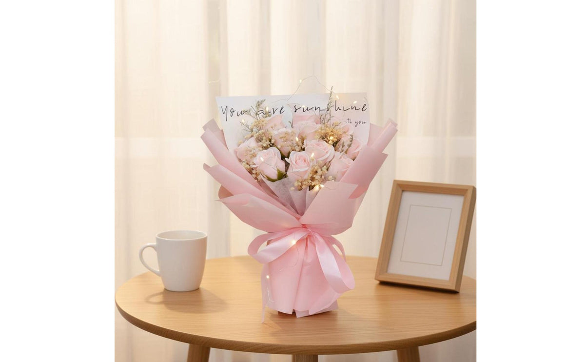 Long-Lasting Soap Flower Arrangement Elegant Decor Everlasting Blossom Arrangement Lifelike Appearance Scented Flower Gift Handmade for Mother, Girlfriend, Women, Birthday, Valentine's Day, Anniversary