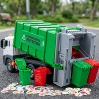 Friction Powered Garbage Truck Extra-Large Size Trash Collection Truck Toy Dumping Action for Children, Kids, Pretend Play