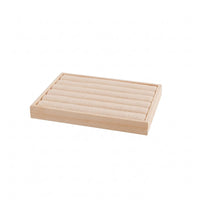 Grooved Jewelry Tray Wood-Look Jewelry Display Tray Accessory Storage Padded Shallow