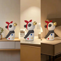 Panda Sculpture with Bubble Stylized Panda Figurine Adorable for Shelf, Desk