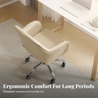 Adjustable Height Upholstered Rolling Armchair Wheeled Base Desk Chair Ergonomic Design Swivel Seat Easy to Assemble for Students, Adults, Teens, Study Room, Bedroom, Vanity Station
